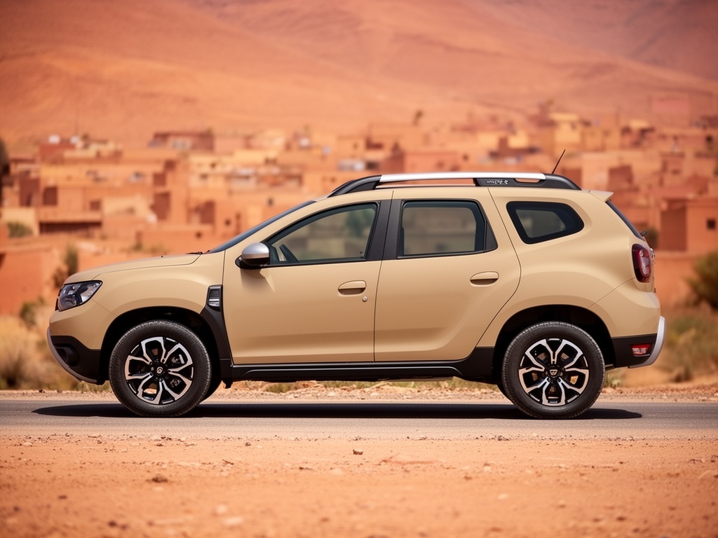 Dacia Duster beige avec barres de toit